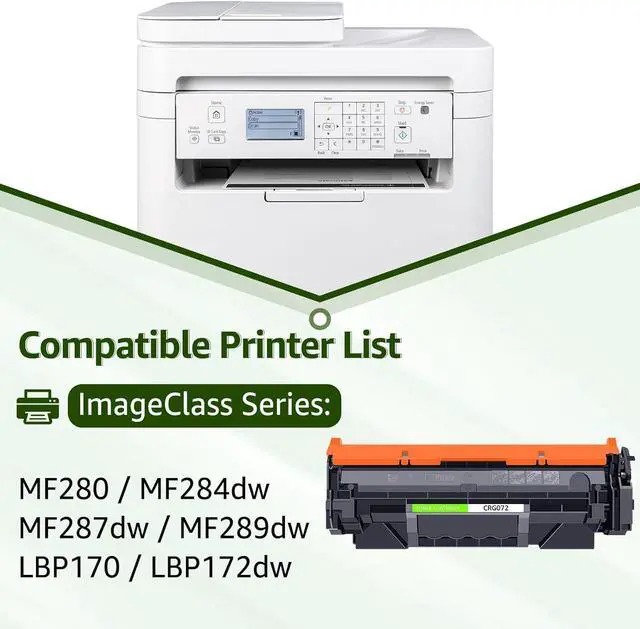 Alt view image 2 of 7 - 2 Pack 072 CRG072 Black Compatible Toner Cartridge Replacement for Canon 072 Use with imageCLASS MF284dw MF287dw MF280 LBP170 LBP172dw MF289dw Series Printer