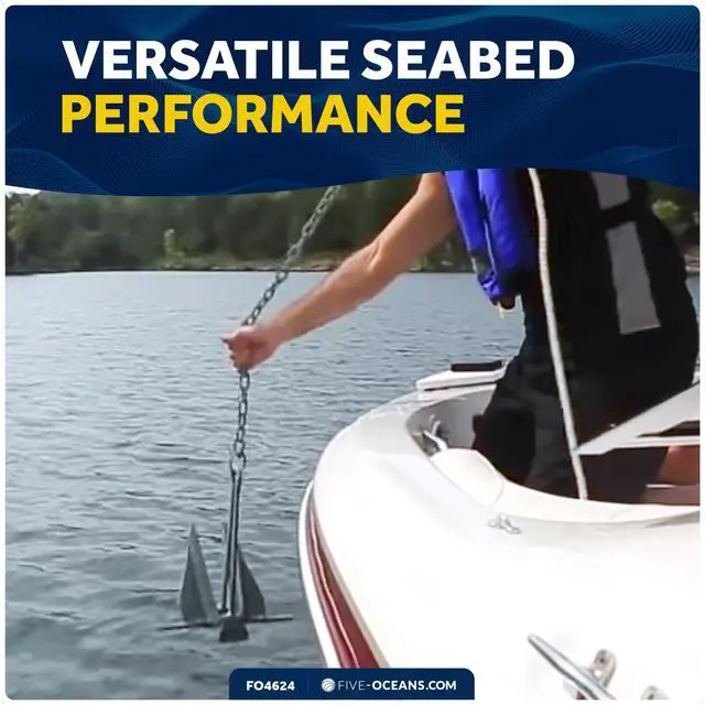 Alt view image 3 of 7 - Fluke Boat Anchor, Galvanized Steel, Slip Ring, Heavy-Duty Boat Anchors for Kayak, Dinghy, Paddleboard, Canoe, Personal Watercraft - Multiple Sizes