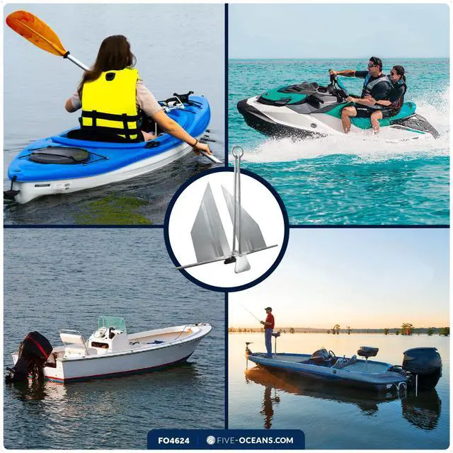Alt view image 5 of 7 - Fluke Boat Anchor, Galvanized Steel, Slip Ring, Heavy-Duty Boat Anchors for Kayak, Dinghy, Paddleboard, Canoe, Personal Watercraft - Multiple Sizes