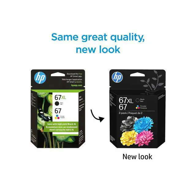 Alt view image 3 of 7 - Original 67 Tri-Color / 67XL Black Ink Cartridges (2-Pack) | Works DeskJet 1255, 2700, 4100 Series Envy 6000, 6400 Series | Eligible for Instant Ink | 3YP30AN