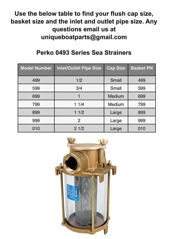 Alt view image 3 of 5 - Raw Water Strainer Basket, for Perko 0493 Series