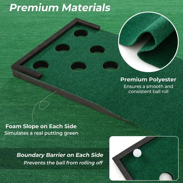Alt view image 2 of 7 - 11 FT Golf Putting Game Set, Indoor Outdoor Putting Green Mat with 2 Adjustable Putters, 6 Balls & 12 Holes for Party, Backyard, Home & Office, Golf Practice Training Mat