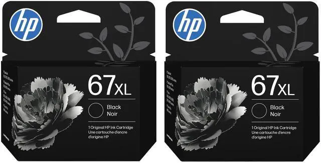 Main image of 67Xl Black High-Yield Ink Cartridge - 2 Pack| Works with DeskJet 1255, 2700, 4100, Envy 6000, 6400 Series
