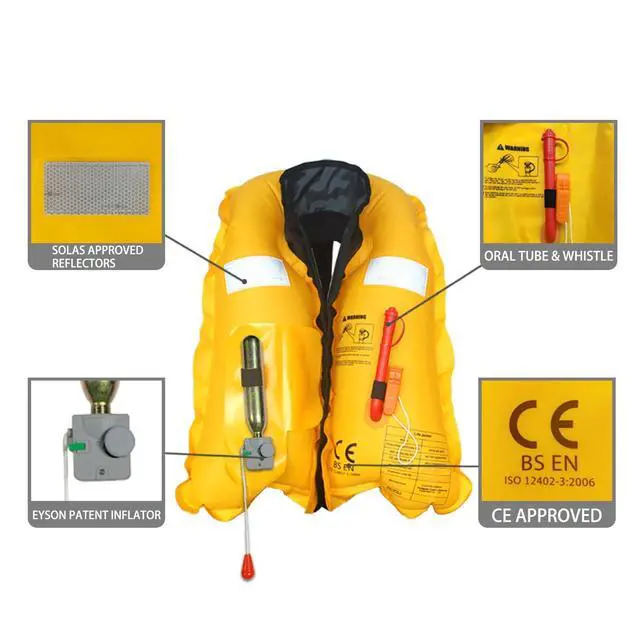 Alt view image 5 of 7 - Inflatable Life Jacket Life Vest Highly Visible Manual