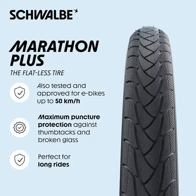 Alt view image 2 of 7 - Marathon Plus Bicycle tire- 16, 20, 24, 26, 27.5 & 28 inches Flat-Less tire for Bicycles SmartGuard