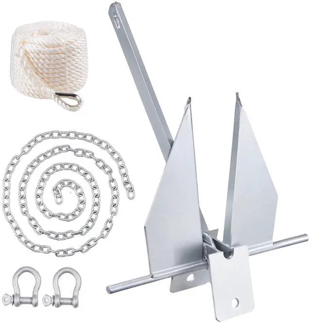 Main image of Fluke Style Anchor Kit,Hot-Dipped Galvanized Steel Fluke Anchor with 7.9' Chain