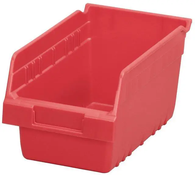 Main image of 30090 Plastic Nesting ShelfMax Storage Bin Box, (12-Inch x 6-Inch x 6-Inch), Red, (10-Pack)