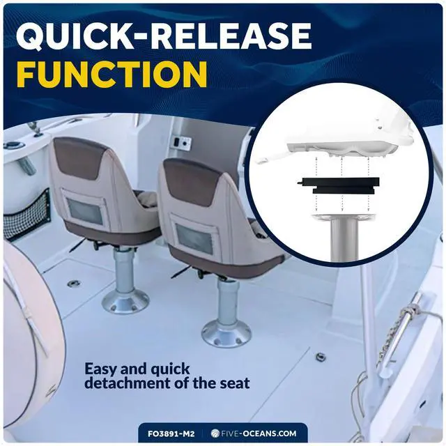 Alt view image 3 of 7 - Boat Seat Swivel, 2-Pack Marine Quick-Release Seat Swivel Mount with Removable Bracket, Black - FO3891-M2