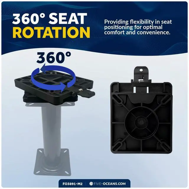 Alt view image 5 of 7 - Boat Seat Swivel, 2-Pack Marine Quick-Release Seat Swivel Mount with Removable Bracket, Black - FO3891-M2