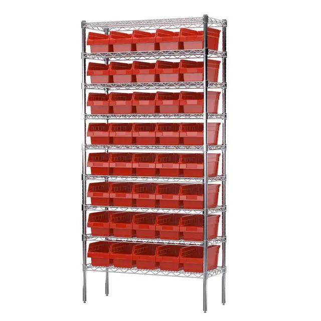 Alt view image 4 of 7 - 30090 Plastic Nesting ShelfMax Storage Bin Box, (12-Inch x 6-Inch x 6-Inch), Red, (10-Pack)