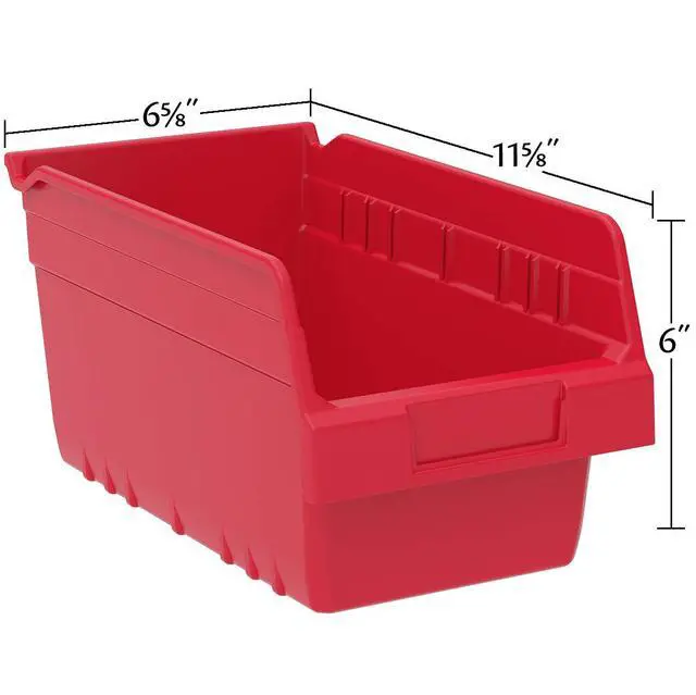 Alt view image 5 of 7 - 30090 Plastic Nesting ShelfMax Storage Bin Box, (12-Inch x 6-Inch x 6-Inch), Red, (10-Pack)