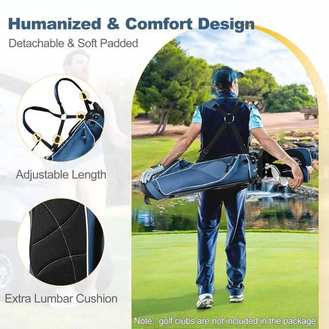 Alt view image 4 of 7 - Golf Stand Bag with 4-Way Top Dividers, Portable Ergonomic Golf Bag with 4 Zippered Pockets, Cooler Bag, Rain Hood and Dual Strap System, 3.5 LBS Lightweight for Men&Women