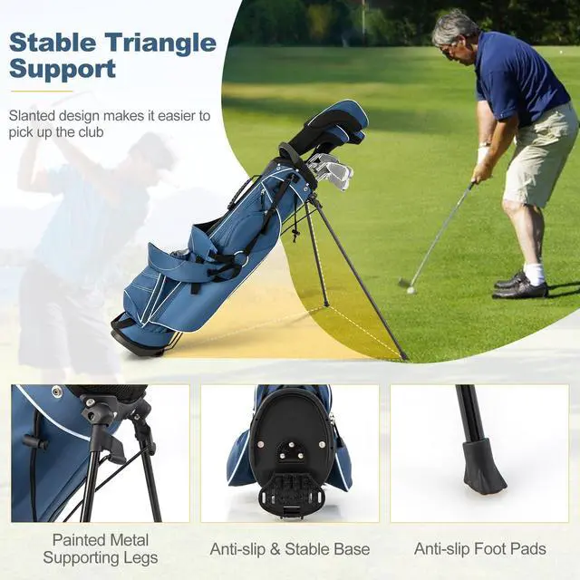 Alt view image 5 of 7 - Golf Stand Bag with 4-Way Top Dividers, Portable Ergonomic Golf Bag with 4 Zippered Pockets, Cooler Bag, Rain Hood and Dual Strap System, 3.5 LBS Lightweight for Men&Women
