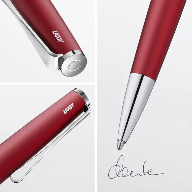 Alt view image 2 of 6 - studio royalred - ballpoint pen in elegant stainless steel casing - with propeller-shaped clip - incl. giant refill M 16 in line width M in black