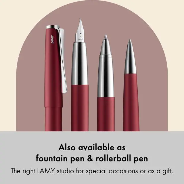 Alt view image 5 of 6 - studio royalred - ballpoint pen in elegant stainless steel casing - with propeller-shaped clip - incl. giant refill M 16 in line width M in black