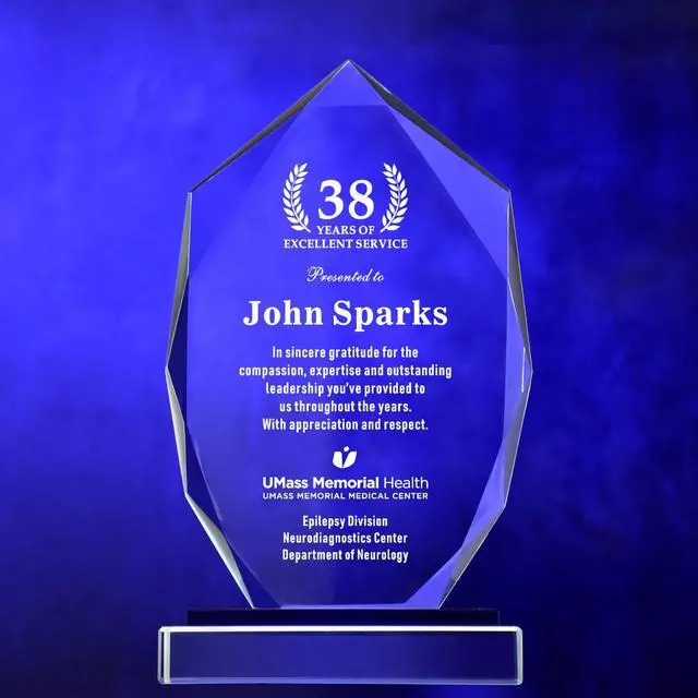Alt view image 2 of 7 - Personalized 9 Glass Plaque with Glass Base, Crystal Clear Trophy with Engraved with Names, Appreciation Messages and Company Logo, Customized Gift Award for Retirement Employee, Manager, Boss