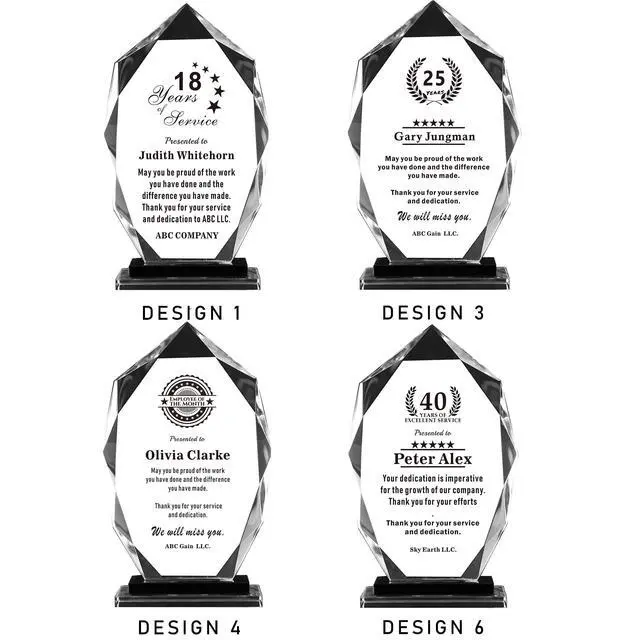 Alt view image 5 of 7 - Personalized 9 Glass Plaque with Glass Base, Crystal Clear Trophy with Engraved with Names, Appreciation Messages and Company Logo, Customized Gift Award for Retirement Employee, Manager, Boss