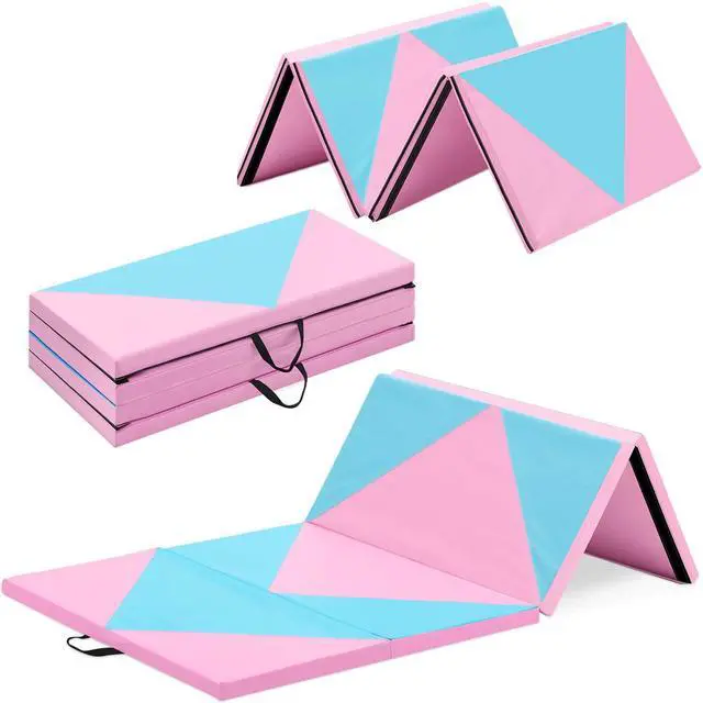 Main image of Outroad 6/8/10' Foldable Gymnastics Gym Exercise Aerobics Mat, PU Leather Tumbling Mat with Hook & Loop Fastener for Stretching Yoga Cheerleading Martial Arts - Versatile Fitness Mat for Home Workout
