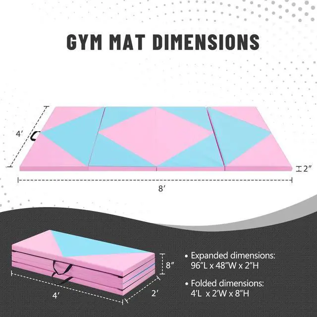 Alt view image 3 of 7 - Outroad 6/8/10' Foldable Gymnastics Gym Exercise Aerobics Mat, PU Leather Tumbling Mat with Hook & Loop Fastener for Stretching Yoga Cheerleading Martial Arts - Versatile Fitness Mat for Home Workout