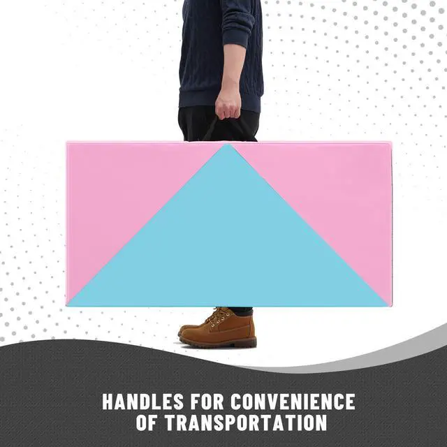Alt view image 5 of 7 - Outroad 6/8/10' Foldable Gymnastics Gym Exercise Aerobics Mat, PU Leather Tumbling Mat with Hook & Loop Fastener for Stretching Yoga Cheerleading Martial Arts - Versatile Fitness Mat for Home Workout