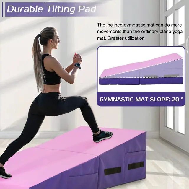 Alt view image 6 of 7 - Gymnastics Tumbling Mats Incline Tumbling Mat Folding Gymnastic Tumbling Mat 48"x24"/34"x24" lnch Indoor/Outdoor Exercise Mat Home Gym Yoga Mat with Handle