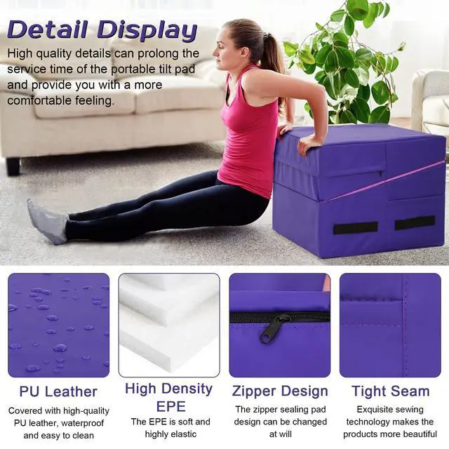 Alt view image 7 of 7 - Gymnastics Tumbling Mats Incline Tumbling Mat Folding Gymnastic Tumbling Mat 48"x24"/34"x24" lnch Indoor/Outdoor Exercise Mat Home Gym Yoga Mat with Handle