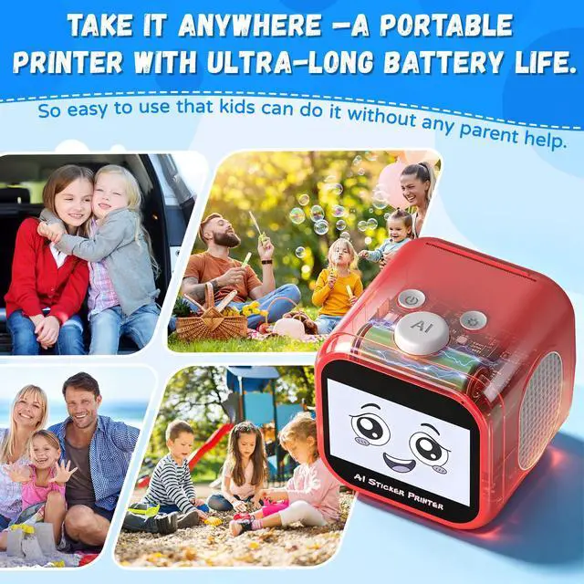 Alt view image 6 of 7 - AI Voice-Powered Sticker Maker for Kids, 3.5" HD Touchscreen Mini Thermal Inkless Printer with Ambient Light, WiFi Sticker Printer Machine for Kids DIY Toys Spark Imagination Intellectual Development