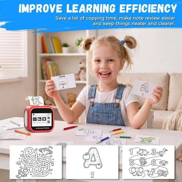 Alt view image 7 of 7 - AI Voice-Powered Sticker Maker for Kids, 3.5" HD Touchscreen Mini Thermal Inkless Printer with Ambient Light, WiFi Sticker Printer Machine for Kids DIY Toys Spark Imagination Intellectual Development