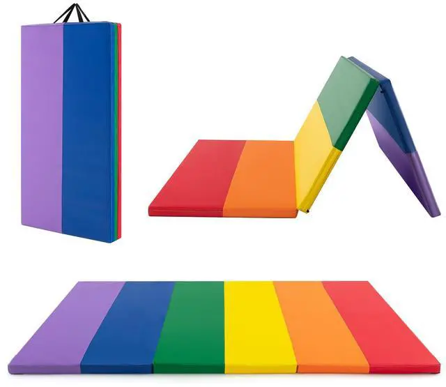 Main image of 6'x4'x2 Gymnastics Mat, Folding Anti-Tear Tumbling Mat w/Carrying Handles, Hook and Loop Fastener, Lightweight Gymnastics Panel Mat, Folding Exercise Aerobics Mats for Gym Home