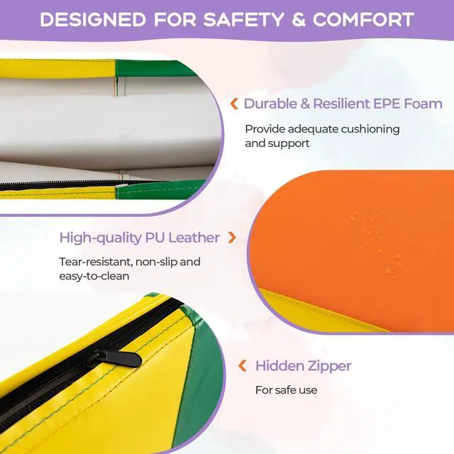 Alt view image 2 of 7 - 6'x4'x2 Gymnastics Mat, Folding Anti-Tear Tumbling Mat w/Carrying Handles, Hook and Loop Fastener, Lightweight Gymnastics Panel Mat, Folding Exercise Aerobics Mats for Gym Home