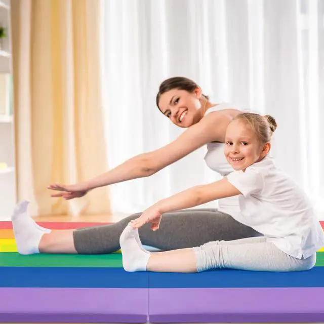 Alt view image 6 of 7 - 6'x4'x2 Gymnastics Mat, Folding Anti-Tear Tumbling Mat w/Carrying Handles, Hook and Loop Fastener, Lightweight Gymnastics Panel Mat, Folding Exercise Aerobics Mats for Gym Home