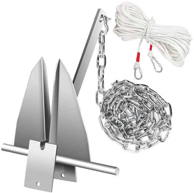 Main image of Boat Anchor Kit,Fluke Style Anchor,Hot-Dipped Galvanized Steel, Kit Includes Galvanized Fluke Anchor, Anchor Chain,Rope, Shackles,Boat Anchors for 15'-23' Boats Boats