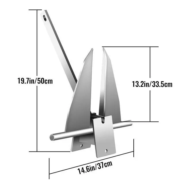 Alt view image 6 of 7 - Boat Anchor Kit,Fluke Style Anchor,Hot-Dipped Galvanized Steel, Kit Includes Galvanized Fluke Anchor, Anchor Chain,Rope, Shackles,Boat Anchors for 15'-23' Boats Boats