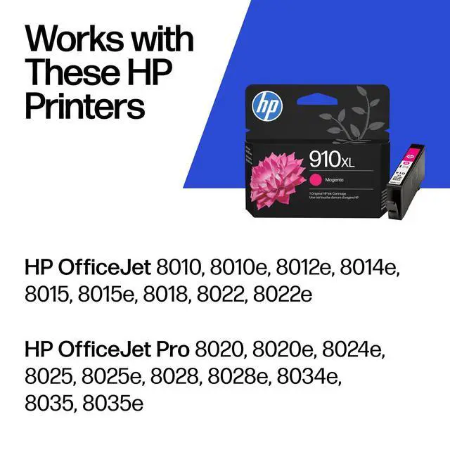 Alt view image 2 of 7 - 910XL Magenta High-Yield Ink Cartridge | Works with OfficeJet 8010,8020 Series,OfficeJet Pro 8020,8030 Series | Eligible for Instant Ink 3YL64AN,(Pack of 2)