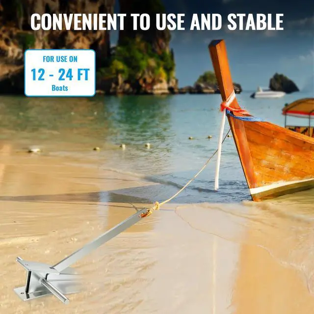 Alt view image 7 of 7 - Boat Anchor Kit,Fluke Style Anchor,Hot-Dipped Galvanized Steel, Kit Includes Galvanized Fluke Anchor, Anchor Chain,Rope, Shackles,Boat Anchors for 15'-23' Boats Boats
