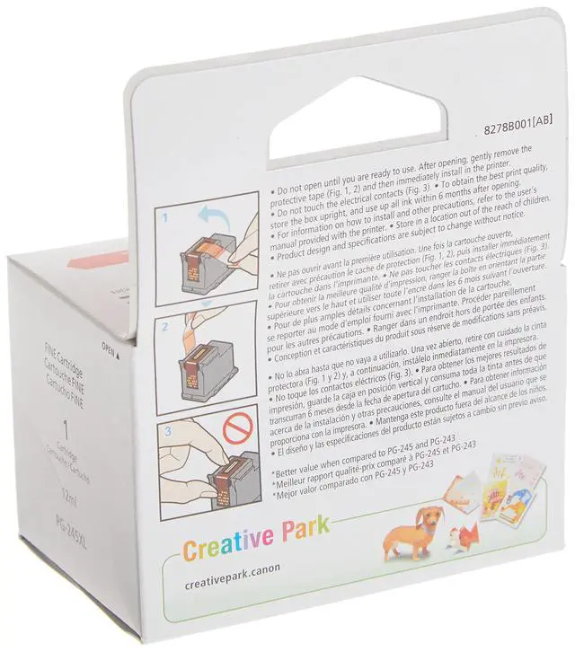 Alt view image 2 of 5 - PG-245 XL Genuine Black Ink Cartridge, Compatible with iP2820, MG2420/2924/2920/3020/2522/2525, MX492, TS3120/302/302a/202/202a/4520/3320 (Pack of 2)