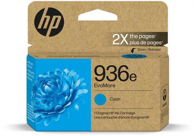Main image of 936e Cyan EvoMore Ink Cartridge | Works with OfficeJet 9120, Pro 9100, Wide Format 9700 | Carbon Neutral | 4S6V3LN