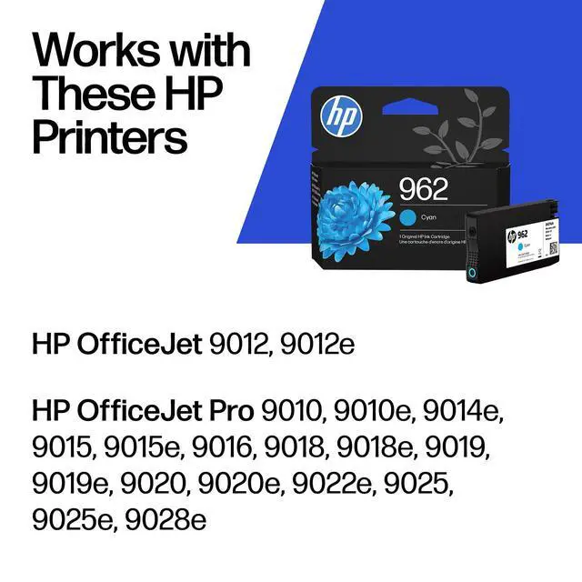 Alt view image 2 of 7 - 962 Cyan Ink Cartridge | Works with OfficeJet 9010,Pro 9010,9020 | Eligible for Instant Ink 3HZ96AN,(Pack of 2)