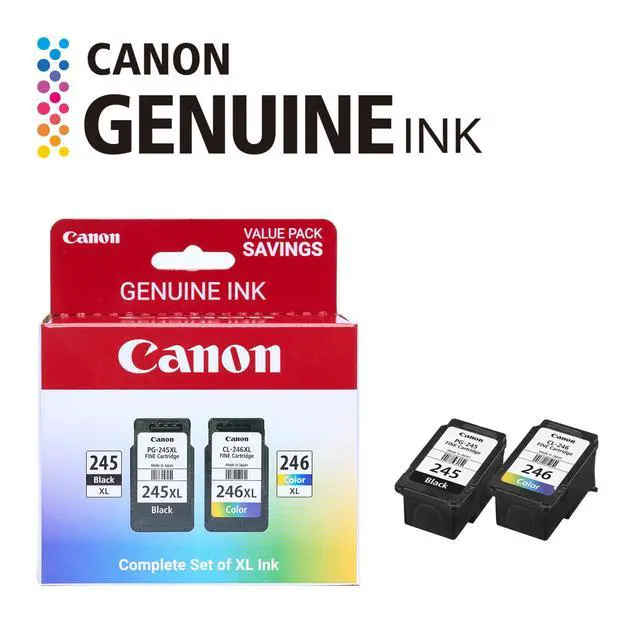 Alt view image 2 of 7 - PG-245 XL / CL-246 XL Genuine Ink Value Pack (2 Cartridges), Compatible with iP2820, MG2420/2924/2920/3020/2522/2525, MX492, TS3120/302/302a/202/202a/4520/3320
