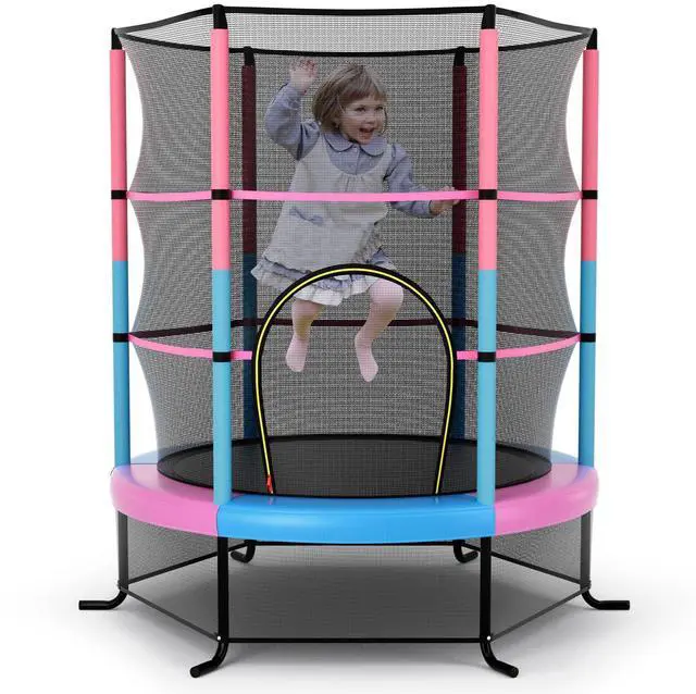 Main image of 55'' Mini Kids Trampoline With Safety Enclosure Net, ASTM Approved, No-Gap Safe Design, Easy to Assemble 4.6 Ft Outdoor Indoor Small Toddler
