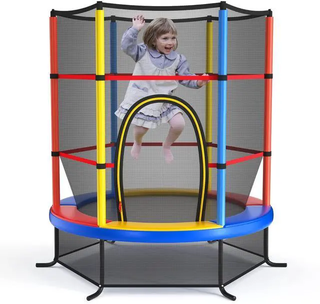 Main image of 55'' Mini Kids Trampoline With Safety Enclosure Net, ASTM Approved, No-Gap Safe Design, Easy to Assemble 4.6 Ft Outdoor Indoor Small Toddler