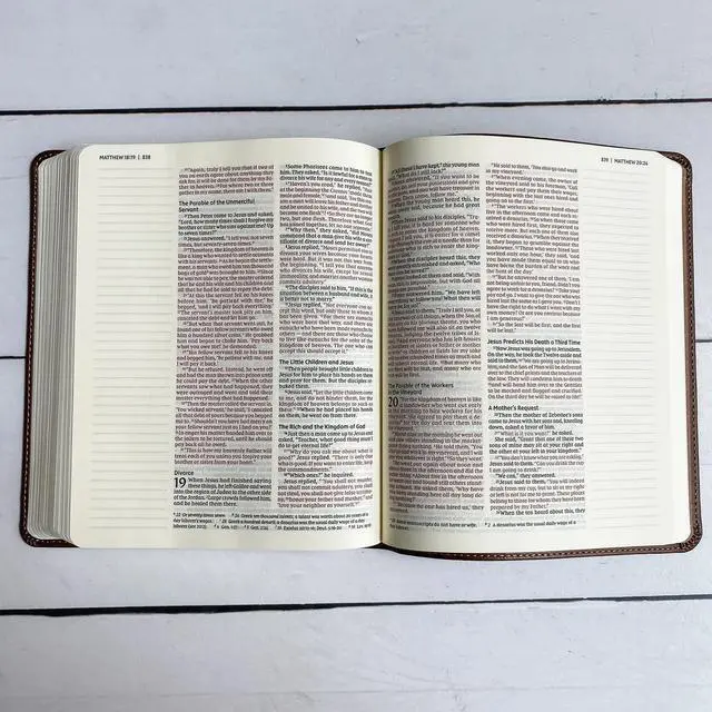 Alt view image 4 of 5 - NIV Journaling Bible | Brown With Gold Cross | He Stilled the Storm - Ocean Waves | Includes Option to add Engraved Name | Personalized and Customizable Gift