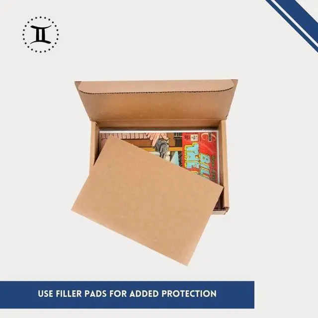 Alt view image 2 of 5 - Gemini Comic Box Mailers (Silver Size) | Pack of 25 Mailers + Filler Pads | Ships up to 35 Comics with Silver Size Boards | Heavy Duty Shipping Boxes for Comic Books, Graphic Novels, Omnibus, Manga