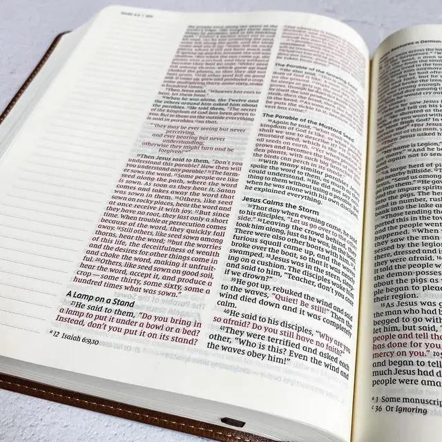 Alt view image 5 of 5 - NIV Journaling Bible | Brown With Gold Cross | He Stilled the Storm - Ocean Waves | Includes Option to add Engraved Name | Personalized and Customizable Gift