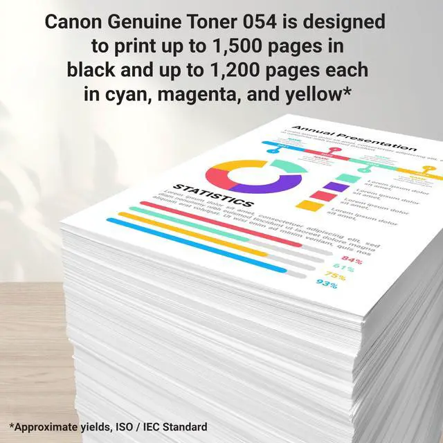 Alt view image 3 of 6 - Genuine 054 Yellow Toner Cartridge Compatible with LBP622Cdw, LBP623Cdw, MF641Cdw, MF642Cdw, MF644Cdw