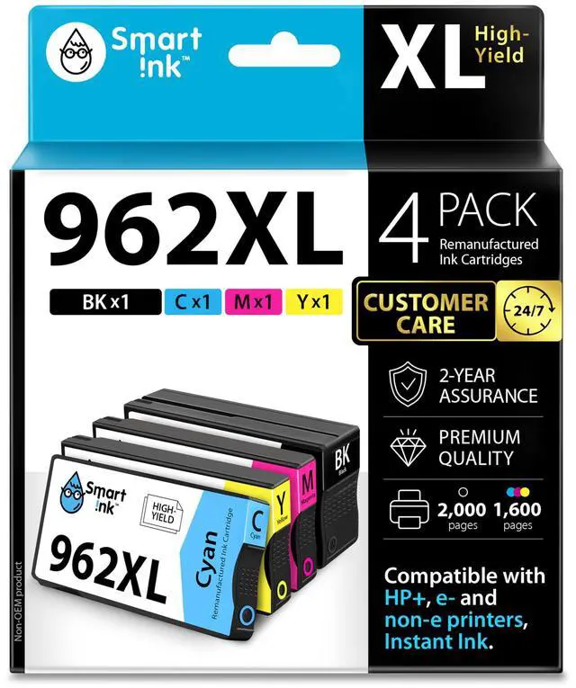 Main image of Remanufactured Ink Cartridges Replacement for HP 962XL 962 XL Combo Pack (962XL Black, Cyan, Magenta, Yellow) to use with OfficeJet Pro 9015e 9018e 9025e 9012e 9015 9010 9012 9018 9020 9025