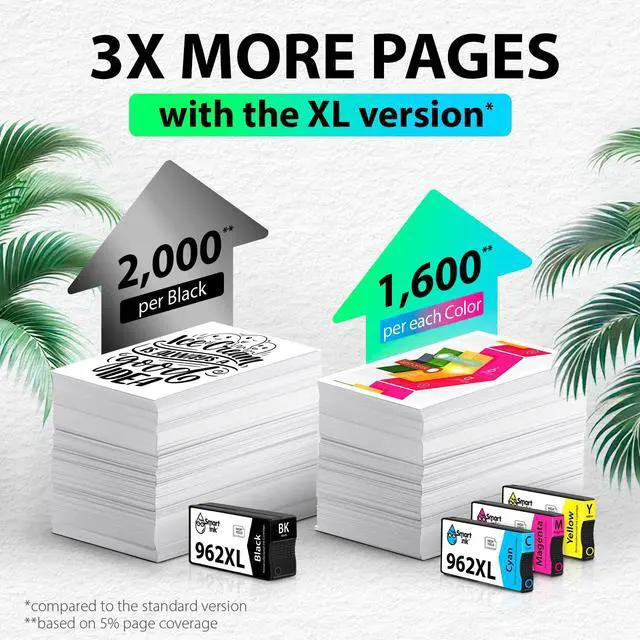 Alt view image 3 of 7 - Remanufactured Ink Cartridges Replacement for HP 962XL 962 XL Combo Pack (962XL Black, Cyan, Magenta, Yellow) to use with OfficeJet Pro 9015e 9018e 9025e 9012e 9015 9010 9012 9018 9020 9025