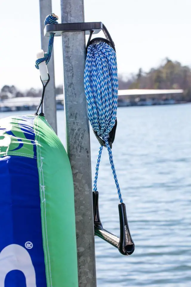 Alt view image 3 of 7 - Tow-Behind Dock Storage - Keep Tubes Secure & Organized - No Drill Easy Install - Heavy Duty, UV & Rust Resistant - Made in USA- Fits a 2" Square Post