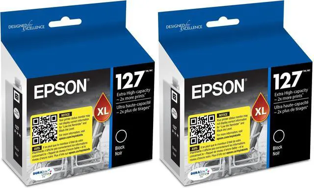 Main image of 127 DURABrite Ultra Ink Black Cartridge for NX-530,625,WF-3520,3530,3540,545,60,630,633,635,645,7010,7510,7520,840,845,Water Resistant,(Pack of 2)