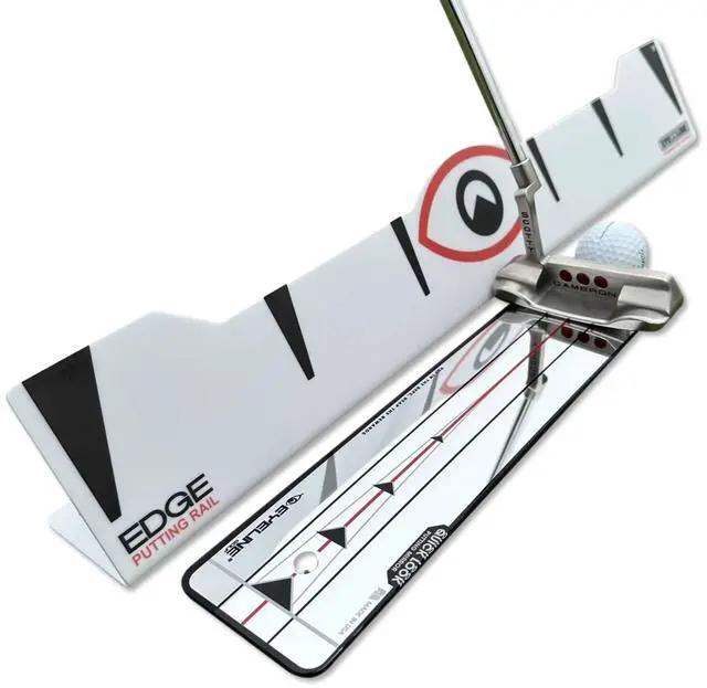 Main image of Quick Look Mirror and 70 Degree Edge Putting Rail Compact Golf Training Aid for Putting Stroke with Slight Arc Use on Indoor Greens or Outdoors